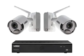 1080p Wire Free Battery Powered Camera System with White Metal Cameras