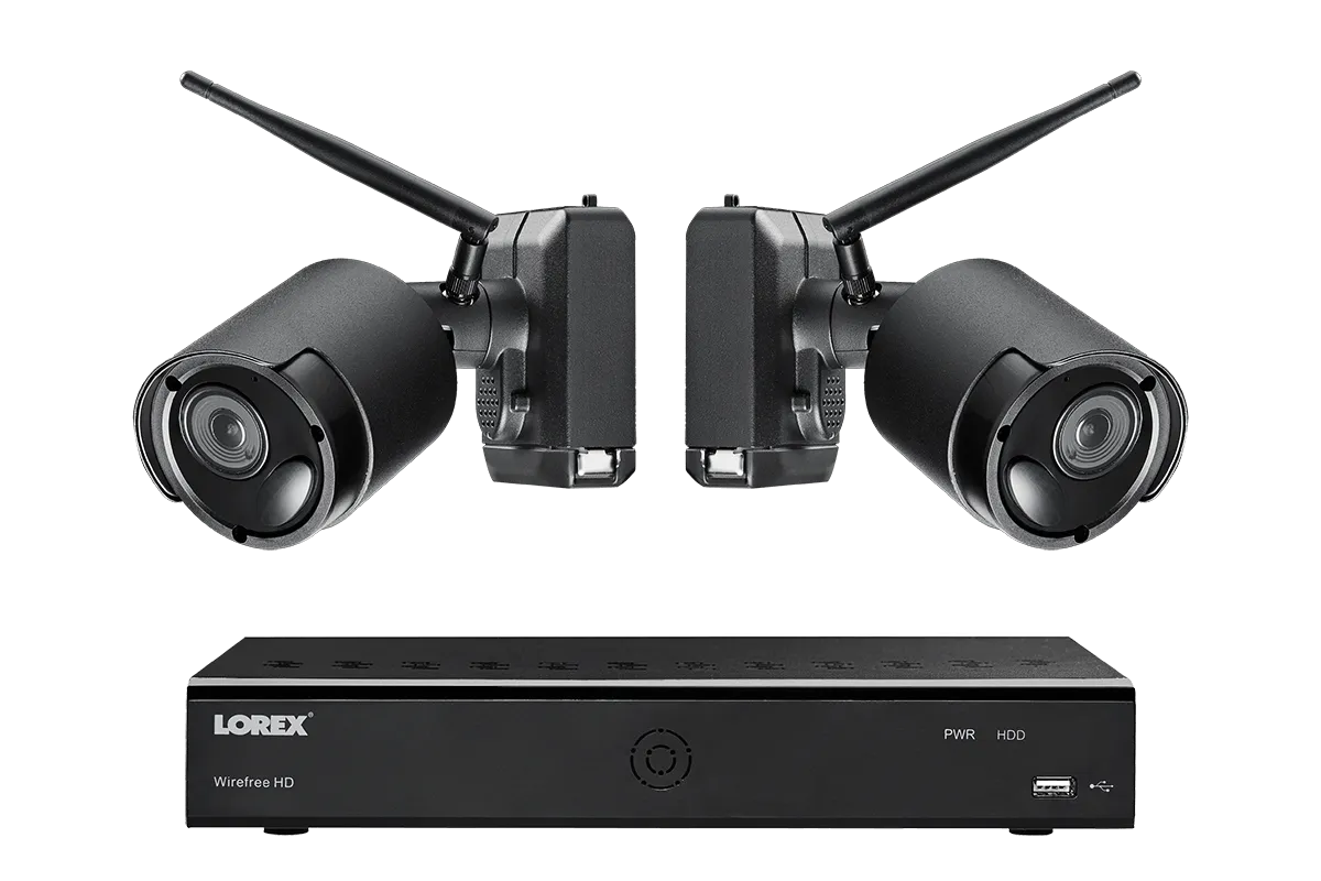 1080p Wire Free Camera System with Two Battery Powered Metal Cameras, 65ft Night Vision, Two-Way Audio, and a 1TB Hard Drive