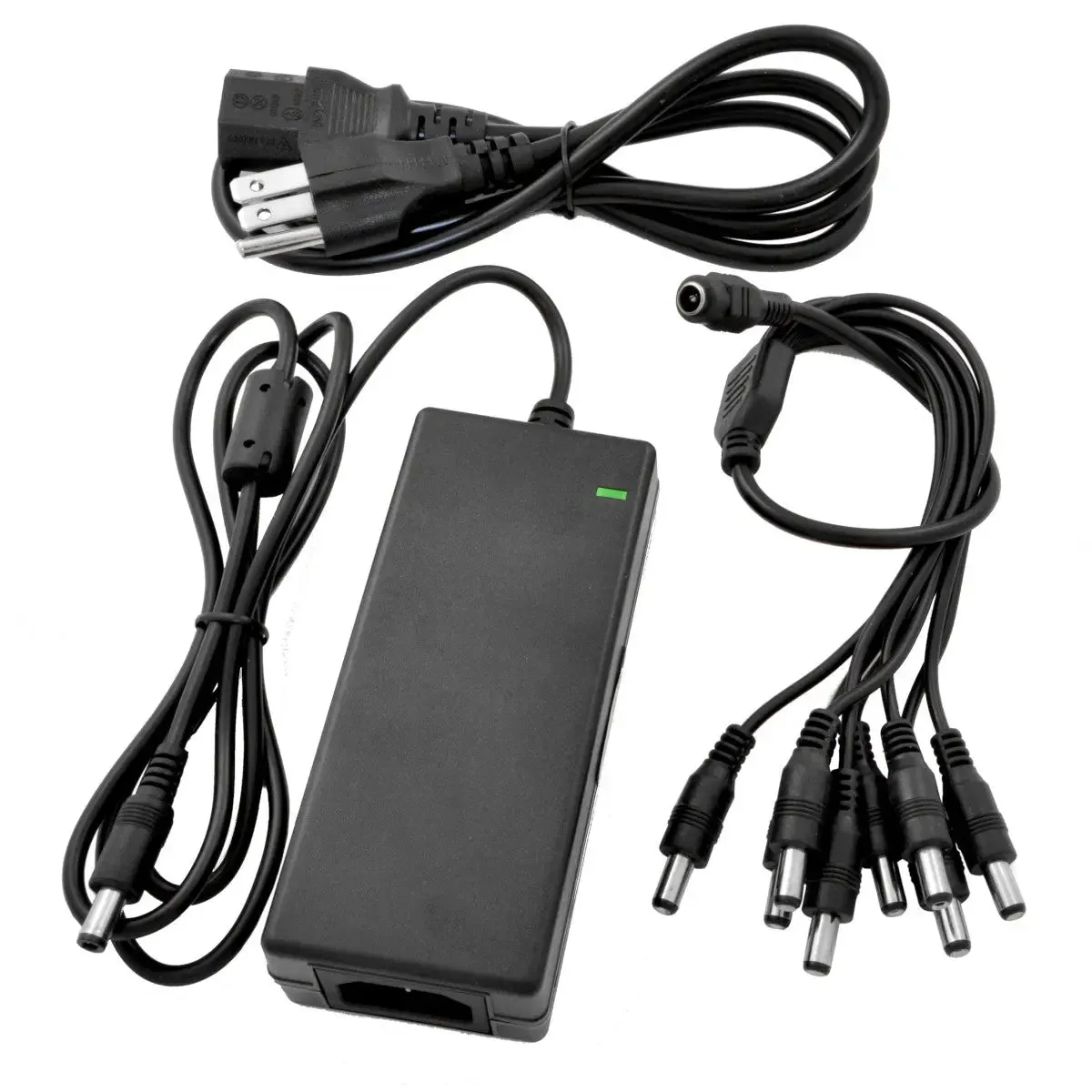 12V DC 5A Power Supply Adapter with 8 Channel CCTV Camera Power Splitter Cable UL Listed