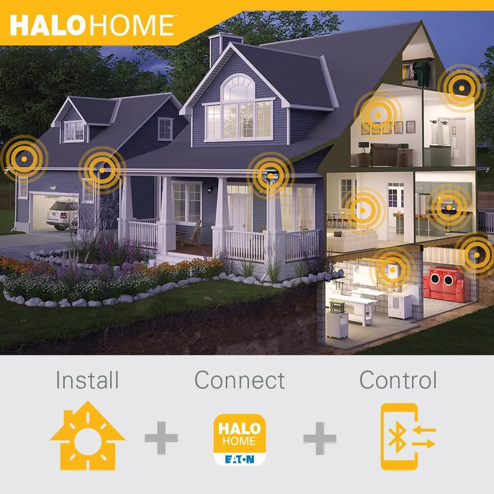 180° White Smart Bluetooth Motion Activated Outdoor Integrated LED Flood Light with Tunable CCT by HALO Home