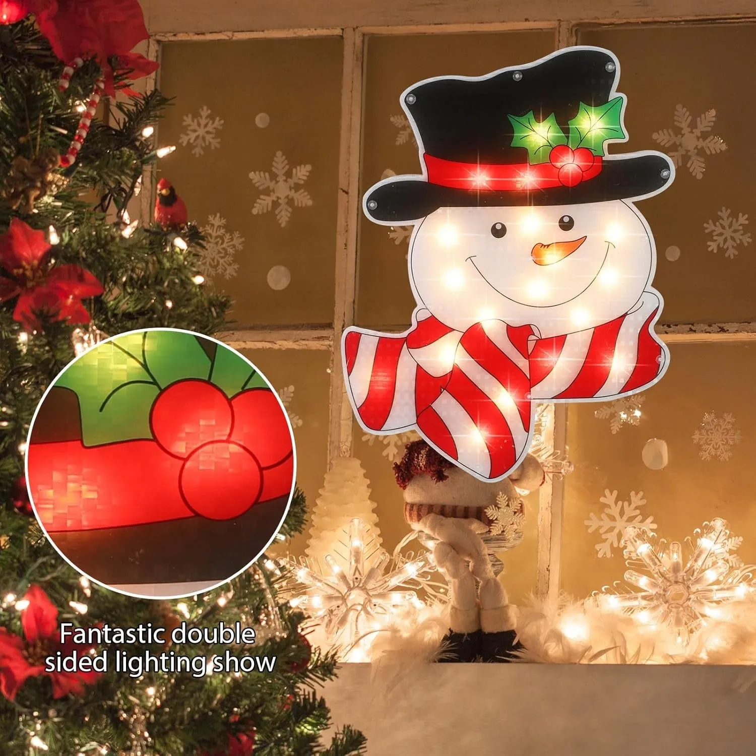 18" Pre-Lit Snowman Plaque