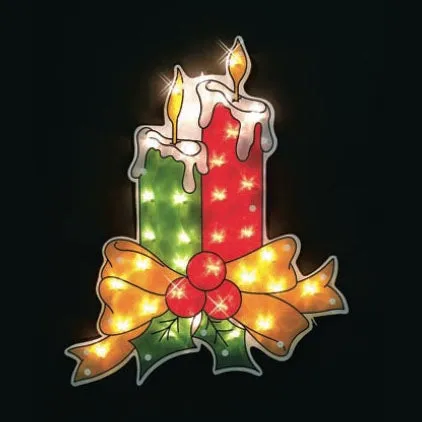 18" Pre-Lit Two Candle Plaque