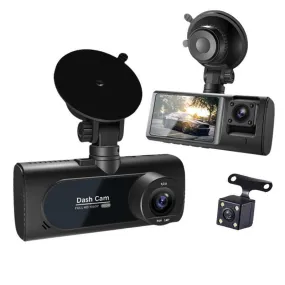 3 Channel Dash Cam Camera, Front Inside and Rear Camera WiFi