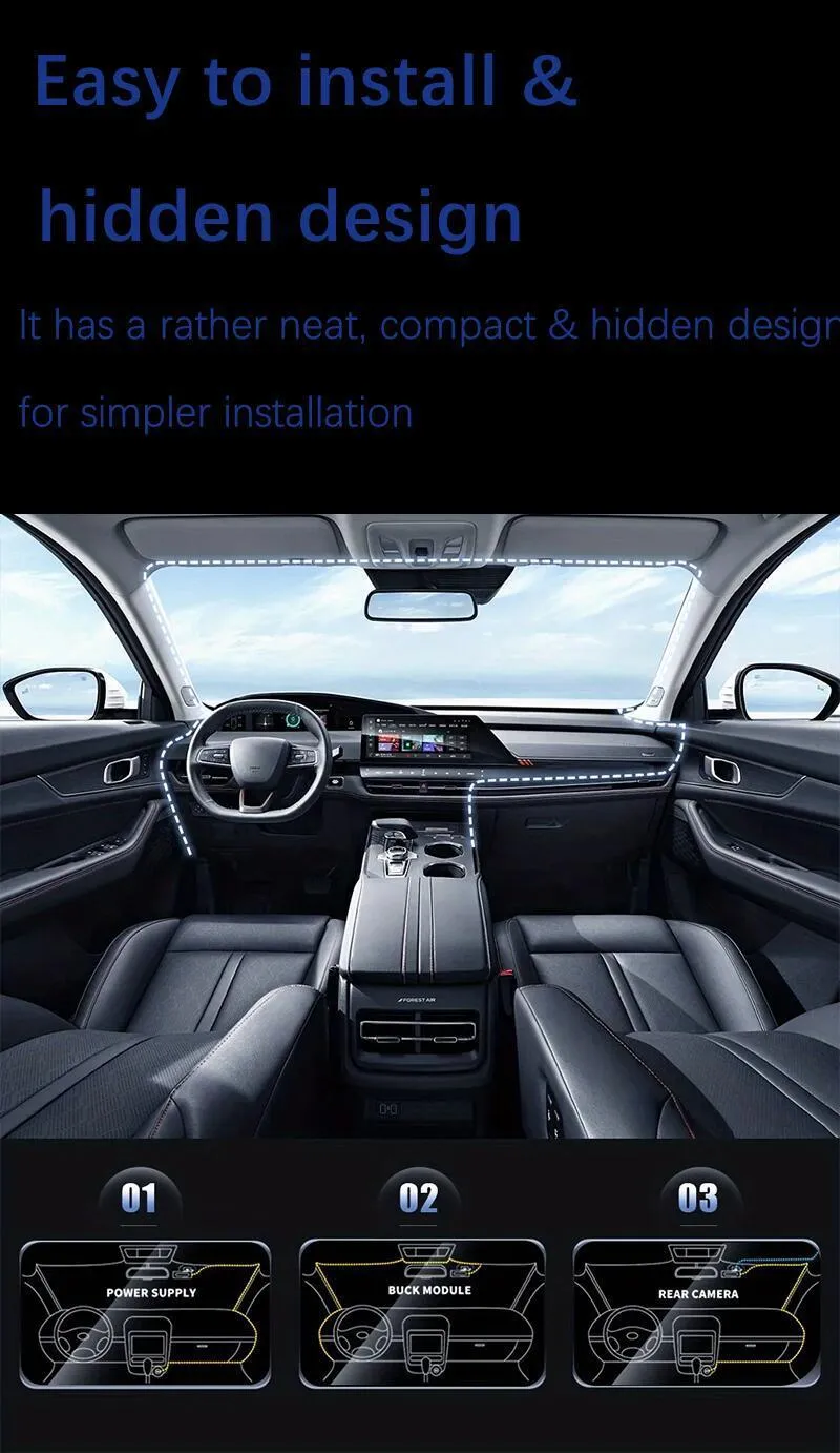 3 Channel Dash Cam Camera, Front Inside and Rear Camera WiFi