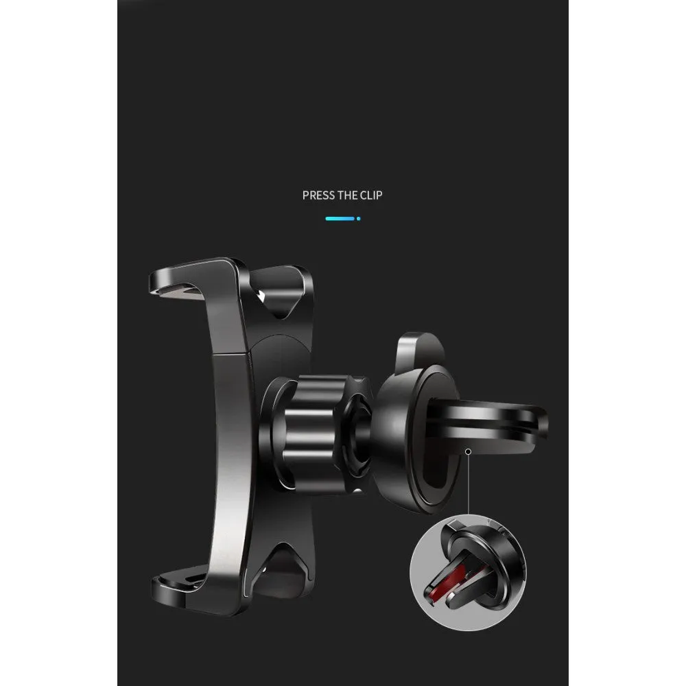 3 in 1 Car GPS Smartphone Holder: Dashboard / Visor Clamp   AC Grid Clip for MAXCOM SMART MS457 (2018) - Black