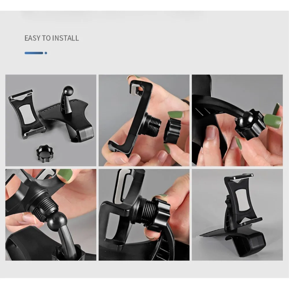 3 in 1 Car GPS Smartphone Holder: Dashboard / Visor Clamp   AC Grid Clip for MAXCOM SMART MS457 (2018) - Black