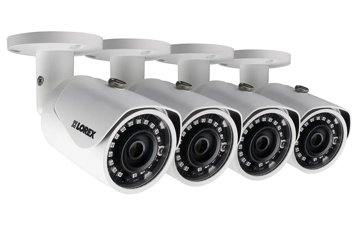 3 Megapixel HD Security Cameras with Long Range Night Vision  (4-Pack)