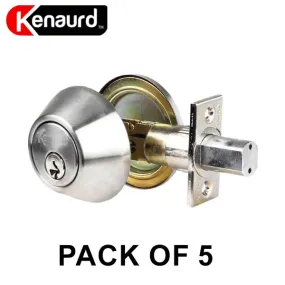 5 x Premium Single Cylinder Deadbolt Locks - Satin Chrome (SC1) (Pack of 5)