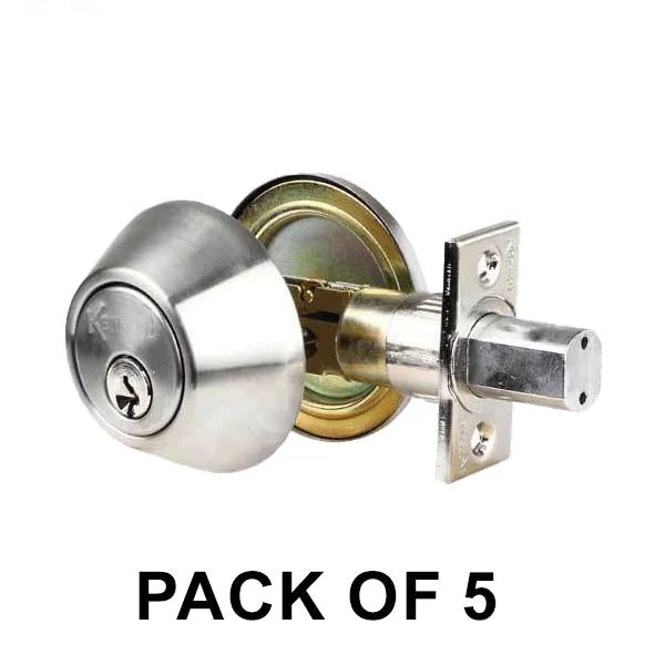 5 x Premium Single Cylinder Deadbolt Locks - Satin Chrome (SC1) (Pack of 5)