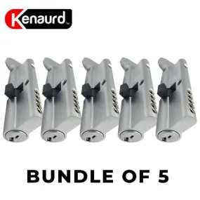 5 x Profile Cylinder - Single Sided - Thumb Turn - 26D - Satin Chrome - (SC1) (2-3/4" 70mm) (BUNDLE OF 5)