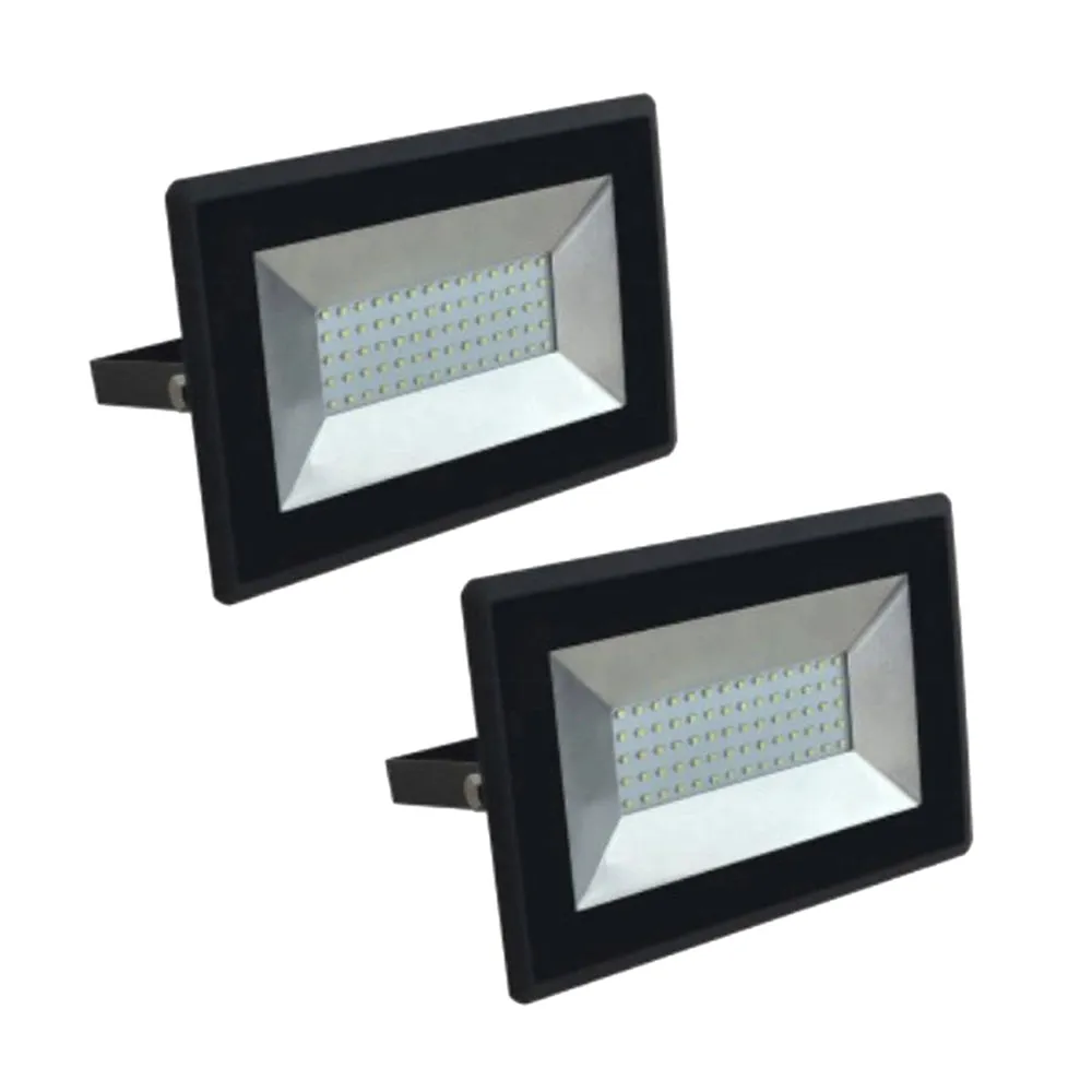50W Slim LED Floodlight 6000K, 2 Years Warranty, Slim and Sleek Design (Pack of 2)