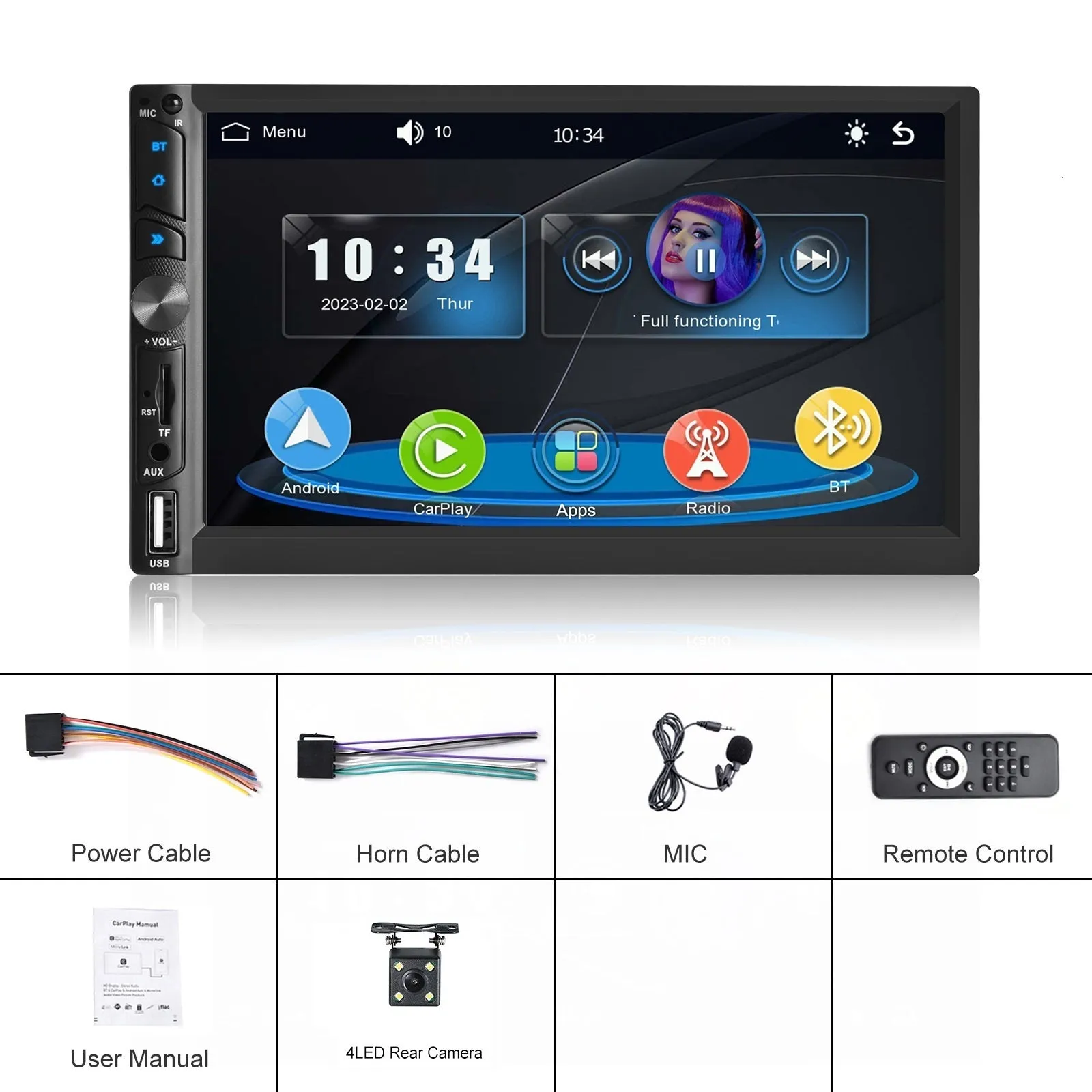 7-inch Dual Din Car Radio Universal Wireless Mp5 Player for