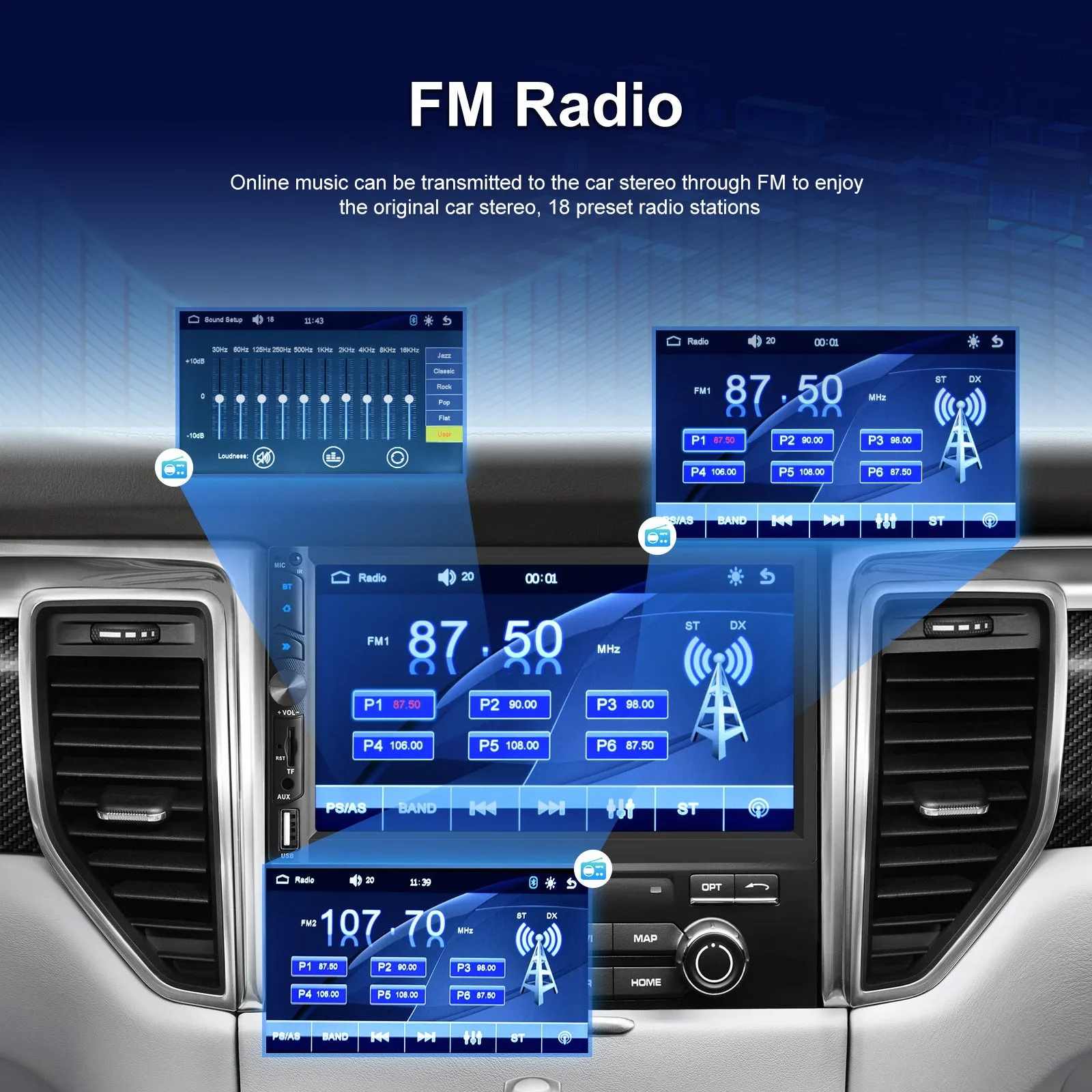 7-inch Dual Din Car Radio Universal Wireless Mp5 Player for