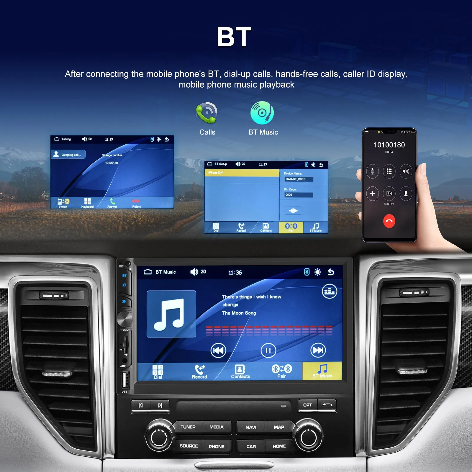 7-inch Dual Din Car Radio Universal Wireless Mp5 Player for