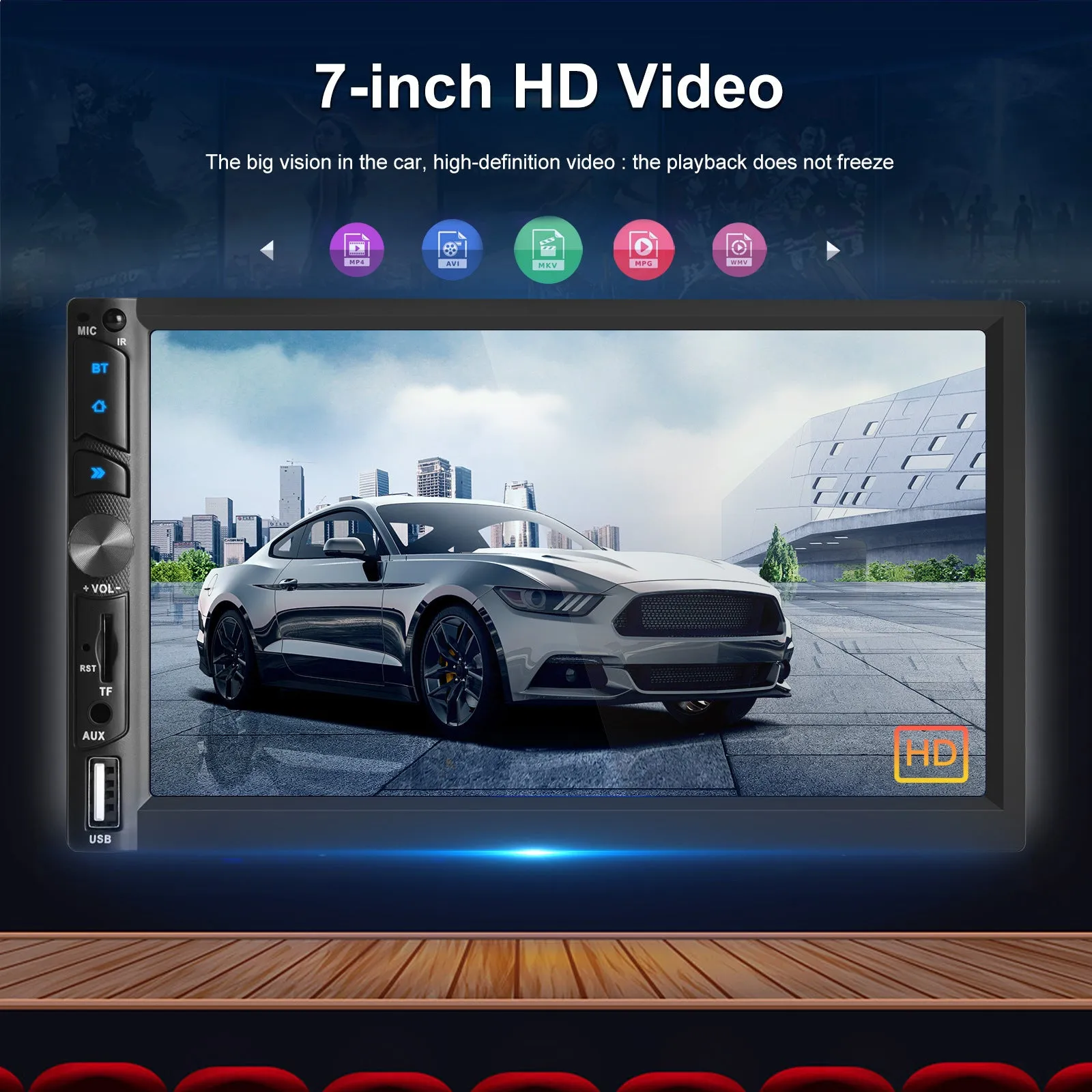 7-inch Dual Din Car Radio Universal Wireless Mp5 Player for