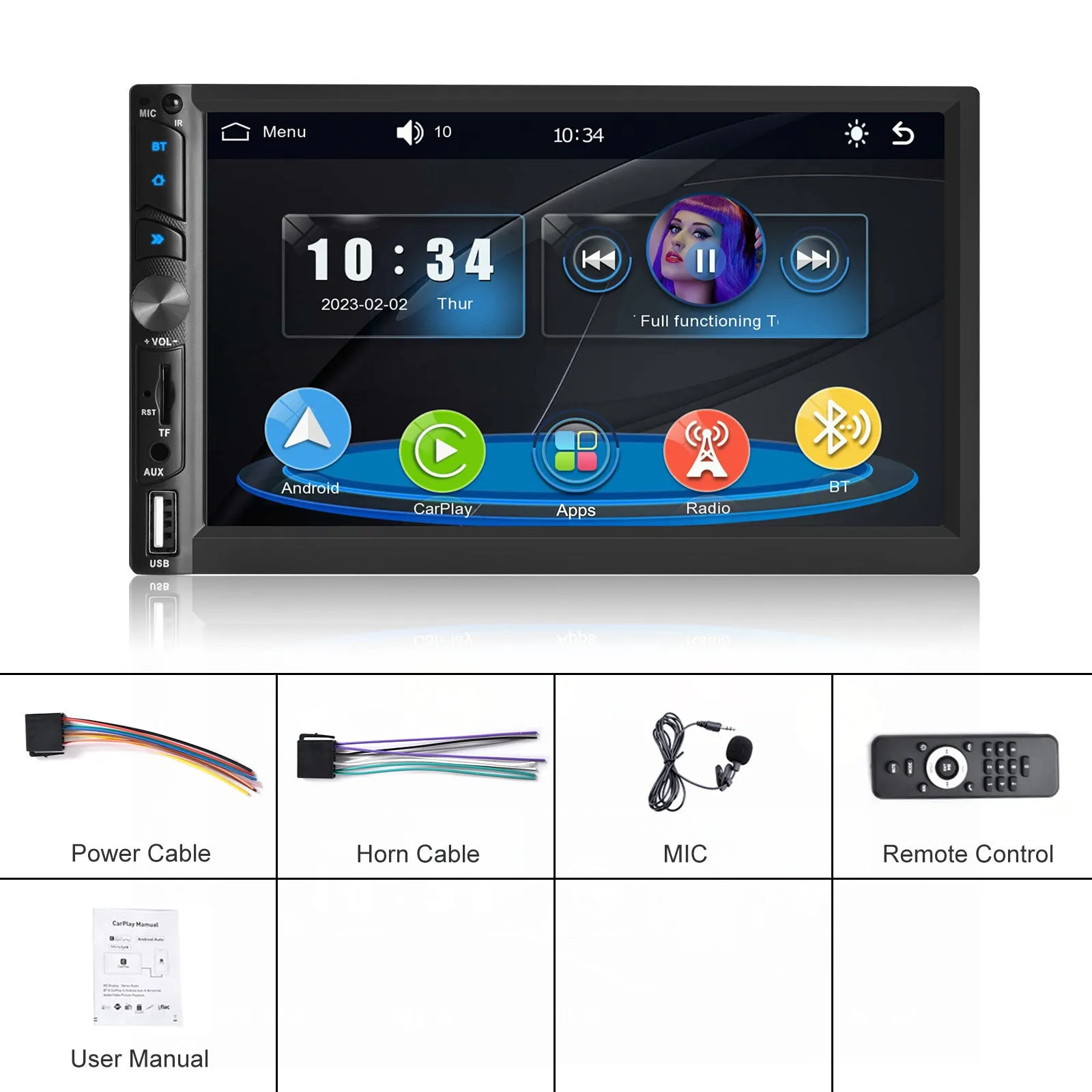 7-inch Dual Din Car Radio Universal Wireless Mp5 Player for