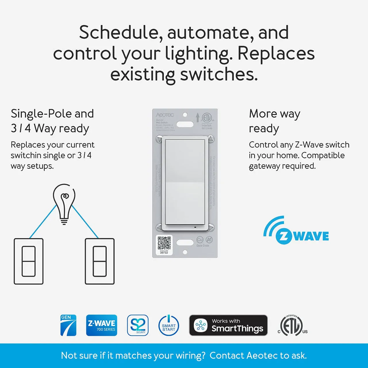 Aeotec ZWA038 illumino On/Off Light Switch (Z-Wave Plus)