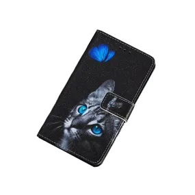 Anymob iPhone Blue Cat Flip Leather Phone Cases Animal Painted Wallet Cover Anymob iPhone Blue Cat Flip Leather Phone Cases Animal Painted Wallet Cover