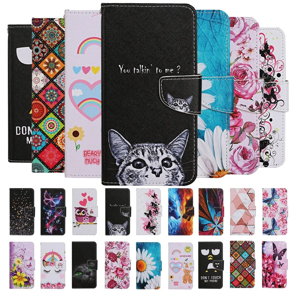 Anymob iPhone Case Black with Butterfly lights Flip Leather Wallet Stand Cover Phone Bag Shell