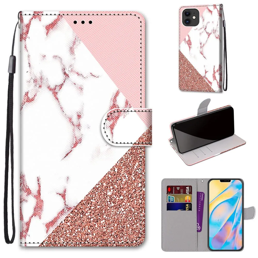 Anymob iPhone Case Northern Lights Color Lovely Cartoon Cat Phone Bag Flip Wallet Leather Protection Cover