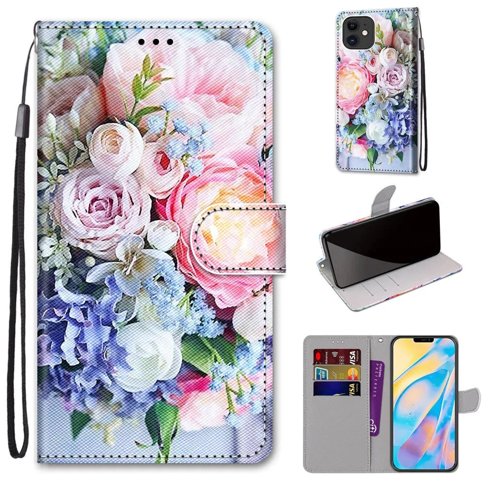 Anymob iPhone Case Northern Lights Color Lovely Cartoon Cat Phone Bag Flip Wallet Leather Protection Cover