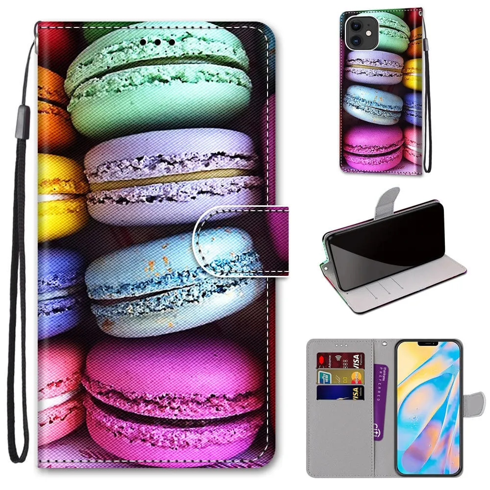 Anymob iPhone Case Northern Lights Color Lovely Cartoon Cat Phone Bag Flip Wallet Leather Protection Cover