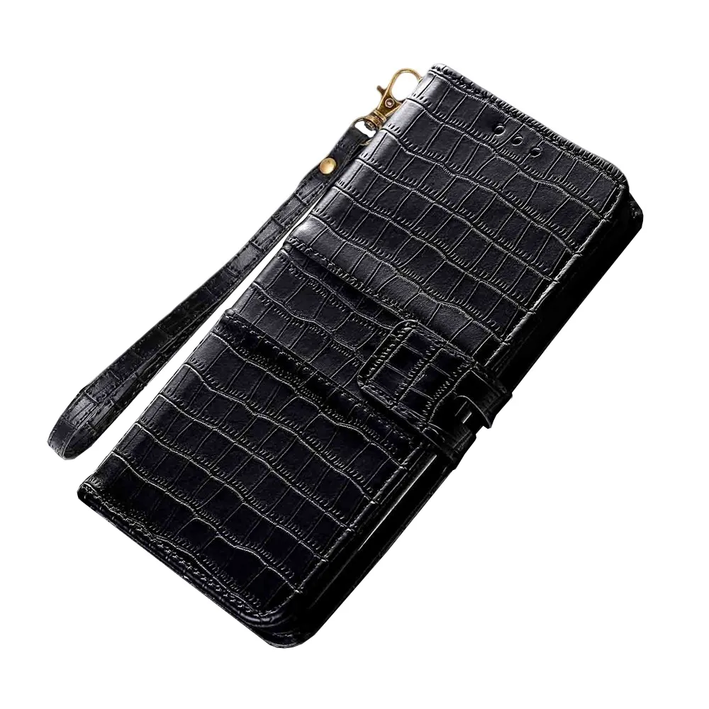 Anymob Samsung Black Leather Case Cover 3D Flip Wallet Phone Protection