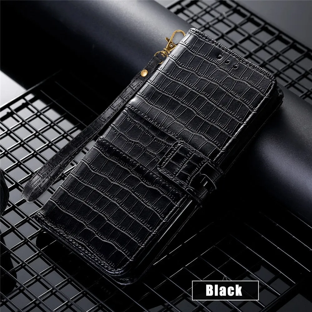 Anymob Samsung Black Leather Case Cover 3D Flip Wallet Phone Protection
