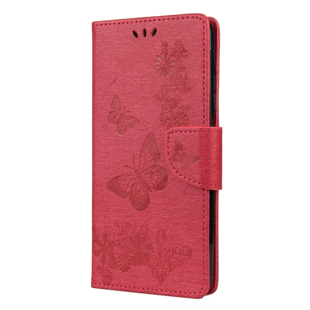 Anymob Samsung Blue Flip Phone Case Big Butterfly Leather Wallet Book Style Cover Shell