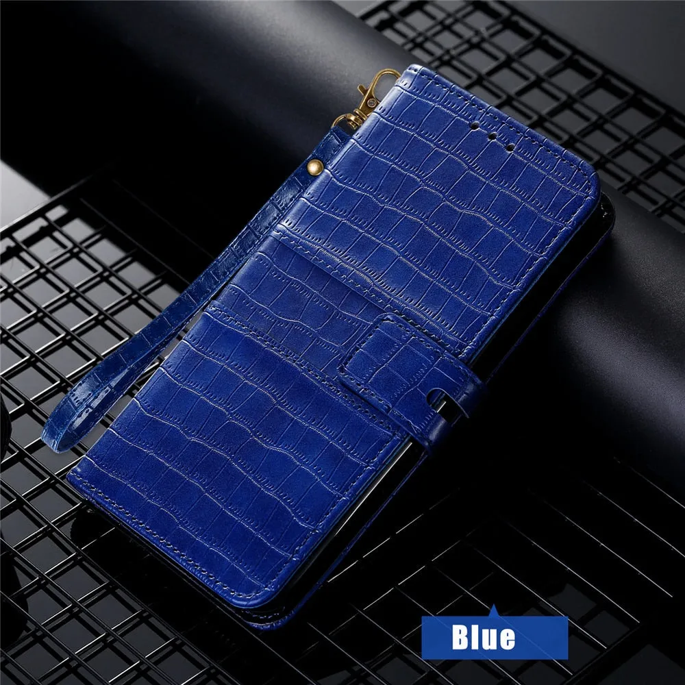 Anymob Samsung Blue Leather Case Cover 3D Flip Wallet Phone Protection