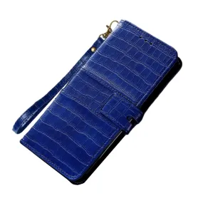Anymob Samsung Blue Leather Case Cover 3D Flip Wallet Phone Protection