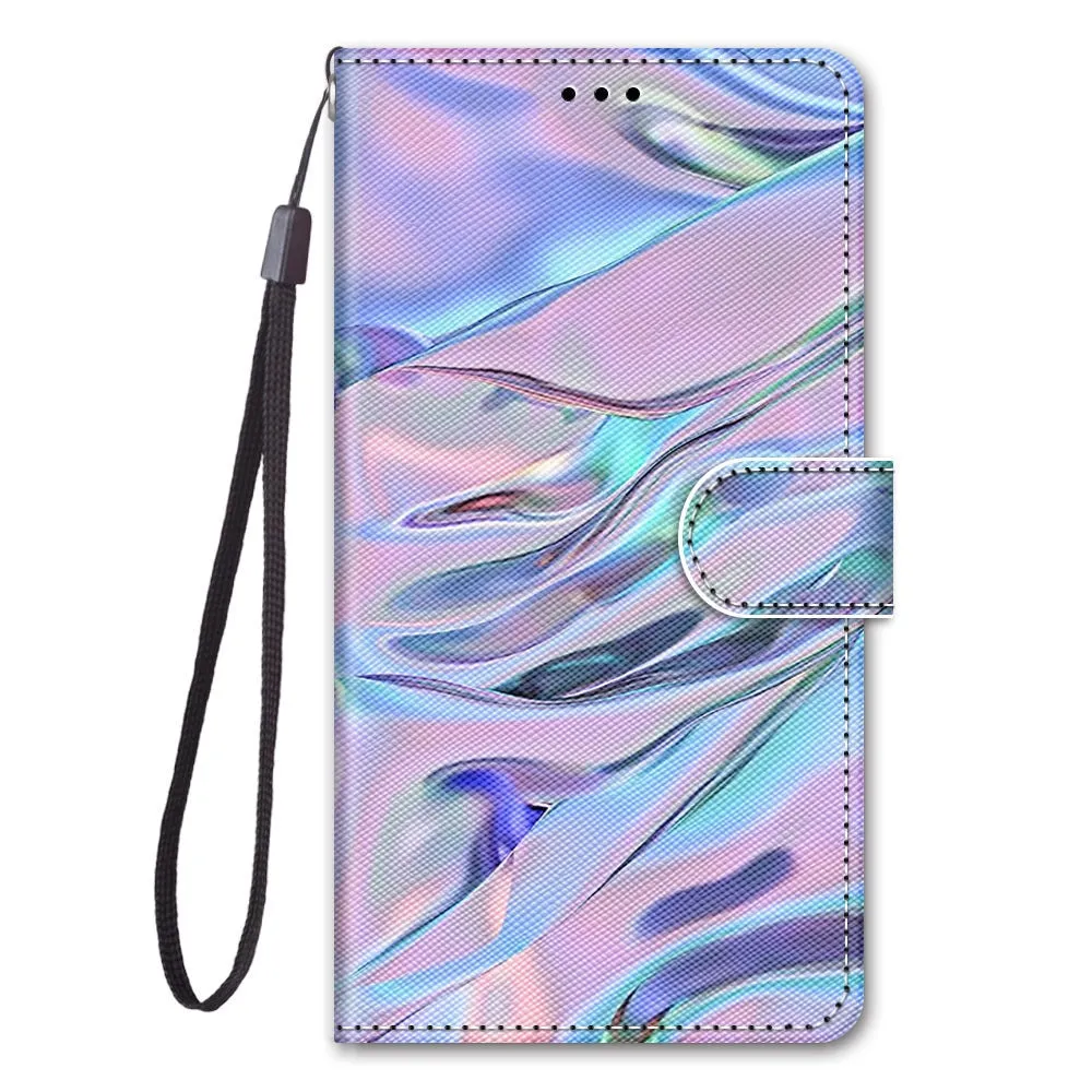 Anymob Samsung Case Northern Lights Color Luxury Painted Flip Cute Playful Cat Wallet Phone Cover