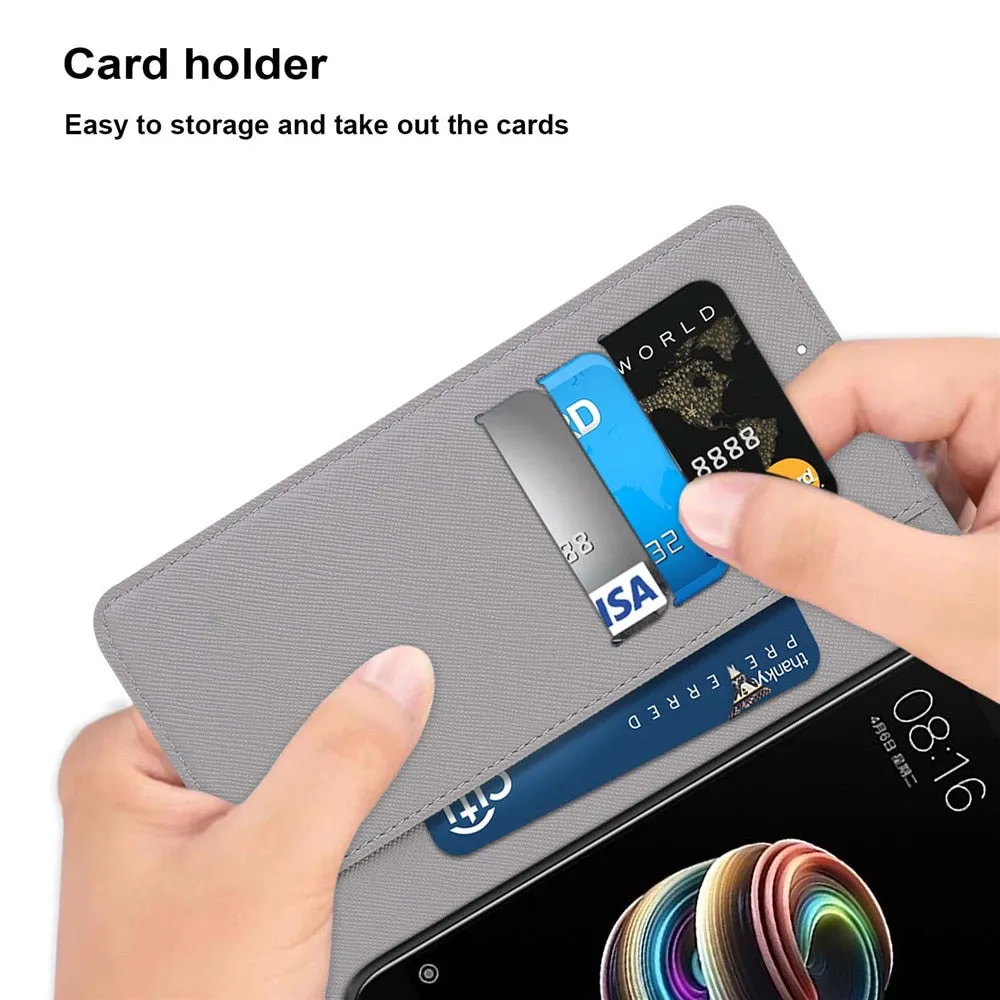 Anymob Samsung Case Northern Lights Color Luxury Painted Flip Cute Playful Cat Wallet Phone Cover