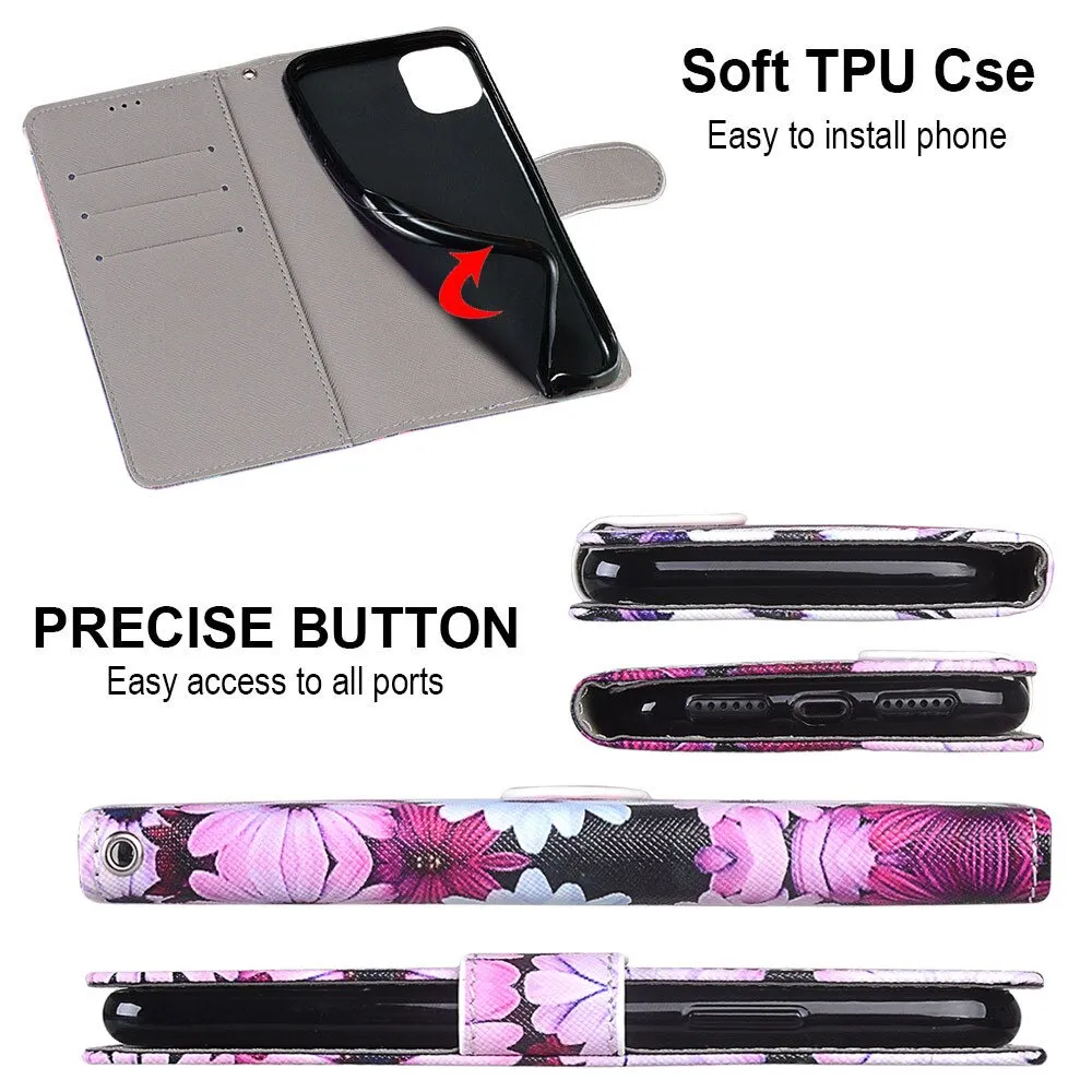 Anymob Samsung Case Northern Lights Color Luxury Painted Flip Cute Playful Cat Wallet Phone Cover