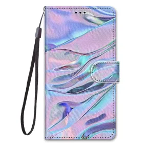 Anymob Samsung Case Northern Lights Color Luxury Painted Flip Cute Playful Cat Wallet Phone Cover