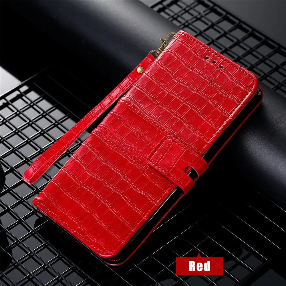 Anymob Samsung Red Leather Case Cover 3D Flip Wallet Phone Protection