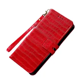 Anymob Samsung Red Leather Case Cover 3D Flip Wallet Phone Protection