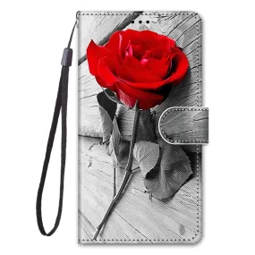 Anymob Samsung Red Rose Phone Case Magnetic Flip Leather Card Wallet Cover
