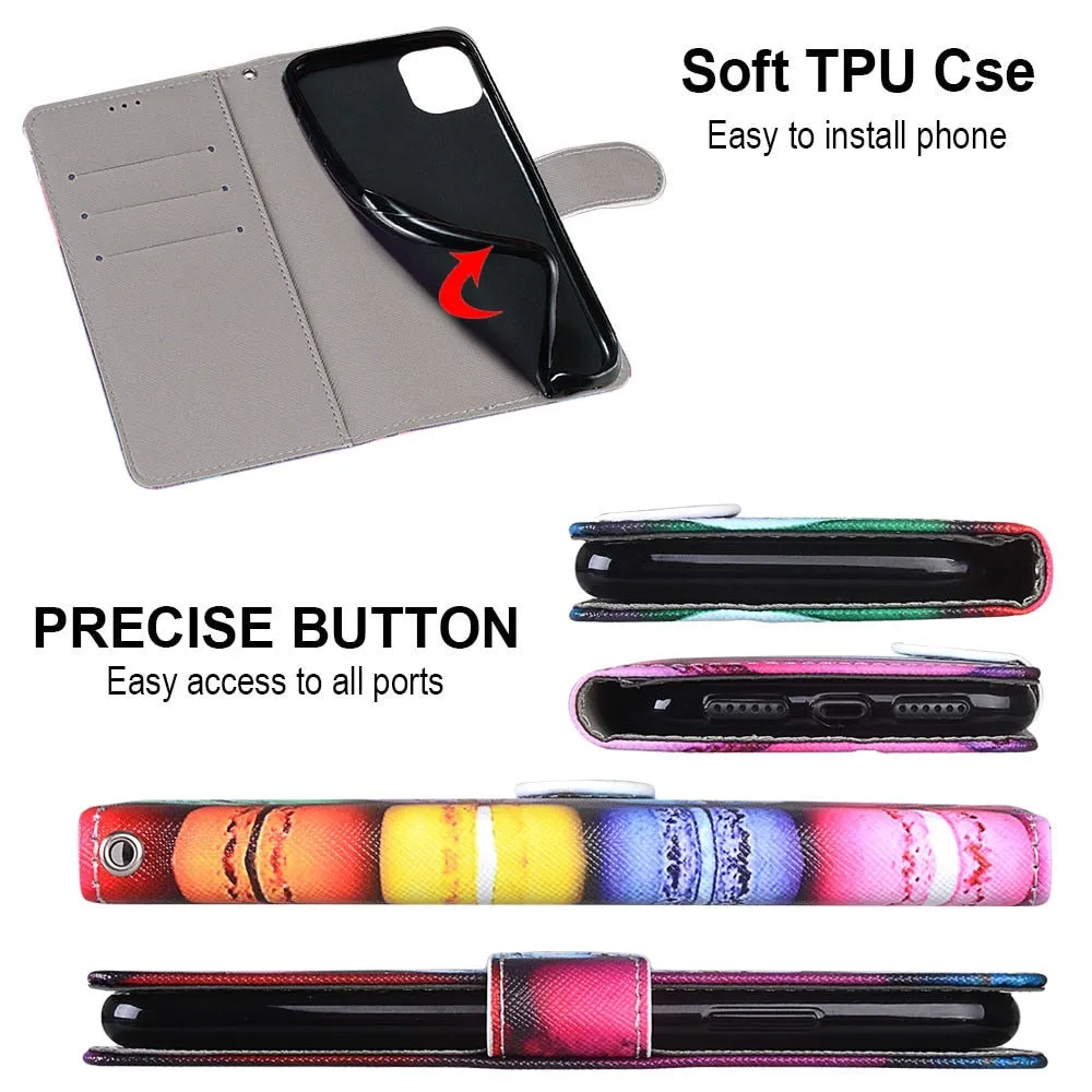 Anymob Samsung Red Rose Phone Case Magnetic Flip Leather Card Wallet Cover