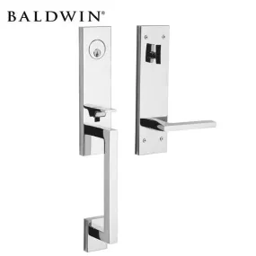 Baldwin Estate - 85391.LENT - Minneapolis 3/4 Escutcheon Handleset - Singl Cyl - 150 - Satin Nickel - Grade 2 - LH