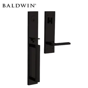 Baldwin Estate Evolved - 85392.LENT - Minneapolis Escutcheon Full Handleset - Singl Cyl - 190 - Satin Black - Grade 2 - LH