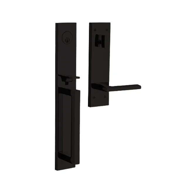 Baldwin Estate Evolved - 85392.LENT - Minneapolis Escutcheon Full Handleset - Singl Cyl - 190 - Satin Black - Grade 2 - LH