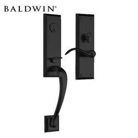 Baldwin Estate - M502- Cody Trim Handleset - Optional Backset - Single Cylinder - 190 -  Satin Black - Entrance - Grade 2