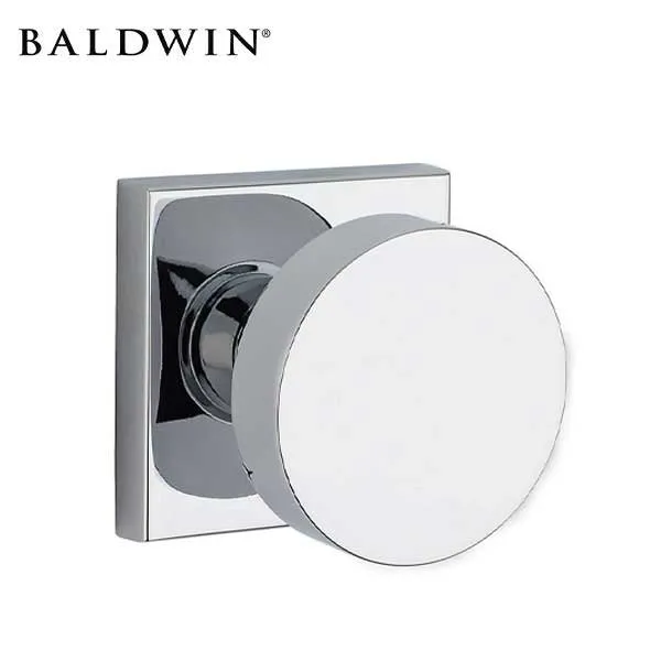Baldwin Reserve - PS.CON.CSR - Contemporary  Knob Set - Square Rose - 260 - Polished Chrome - Passage - Grade 2
