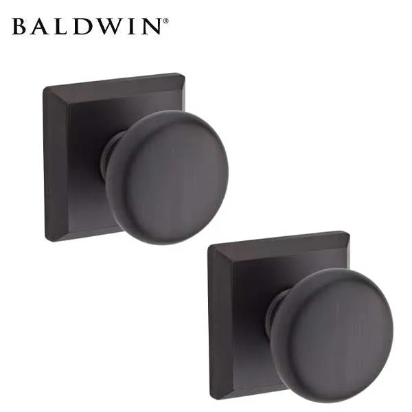 Baldwin Reserve - PS.ROU.TSR - Round Knob Set - Traditional Square Rose - 112 - Venetian Bronze - Passage - Grade 2