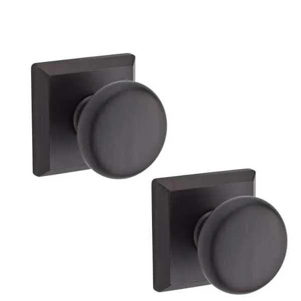 Baldwin Reserve - PS.ROU.TSR - Round Knob Set - Traditional Square Rose - 112 - Venetian Bronze - Passage - Grade 2
