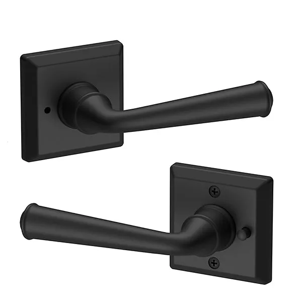 Baldwin Reserve - PV.FED.TSR - Federal Reserve Lever - Traditional Square Rose - 190 - Satin Black - Privacy - Grade 2