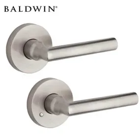 Baldwin Reserve - PV.TUB.CRR- Tubular Lever Set - Contemporary Round Rose - 150 - Satin Nickel - Privacy - Grade 2 - RH