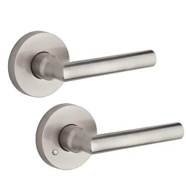 Baldwin Reserve - PV.TUB.CRR- Tubular Lever Set - Contemporary Round Rose - 150 - Satin Nickel - Privacy - Grade 2 - RH