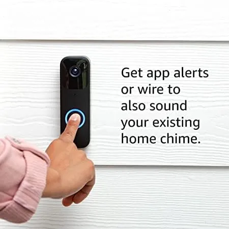 Blink Video Doorbell   3 Outdoor 4 smart security cameras (4th Gen) with Sync Module 2 | Two-year battery life, motion detection, two-way audio, HD video, Works with Alexa